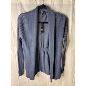 ICY FASHION Women Blue Knit Cardigan Sweater Duster Open Front Size L